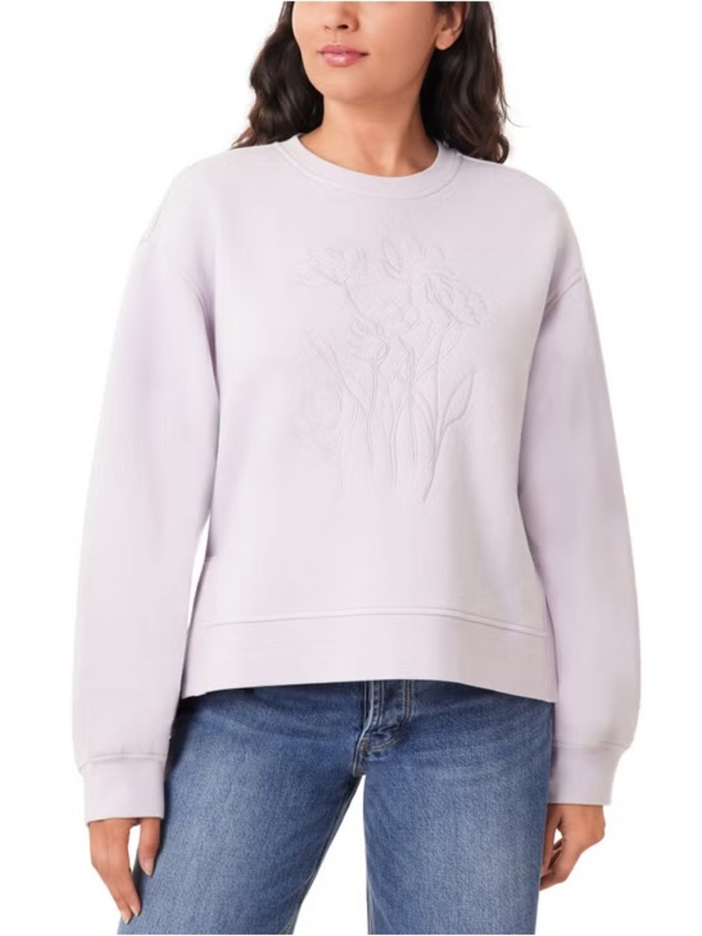 Scotch & Soda Lilac Embossed Floral Crew Sweatshirt